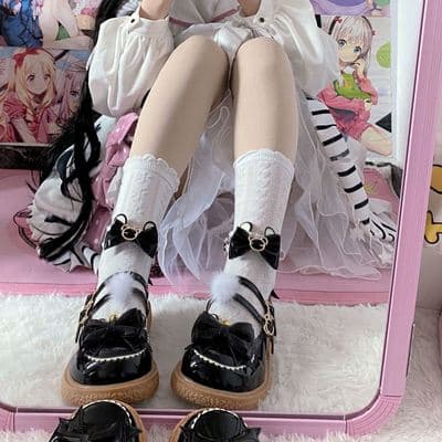 地雷系ファッションアニマルフリルローファー 靴