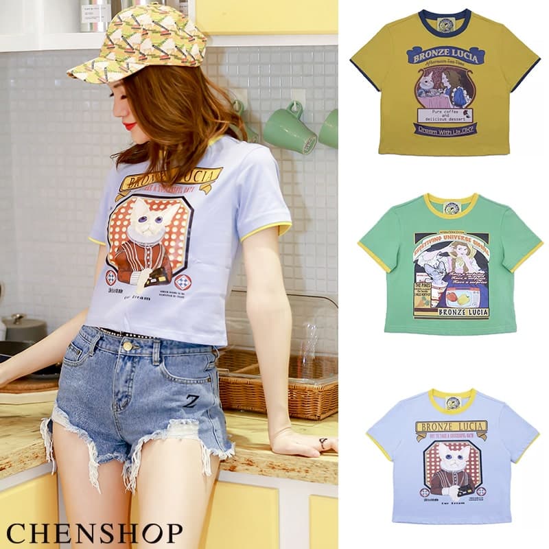 地雷系ファッション ラウンドネックのTシャツ
