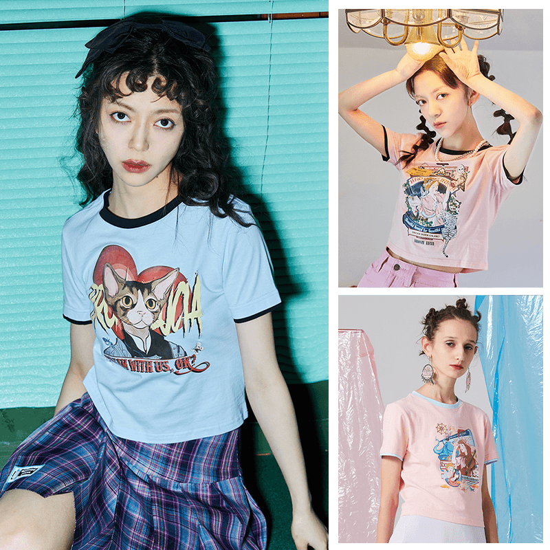 地雷系ファッション ラウンドネックのTシャツ