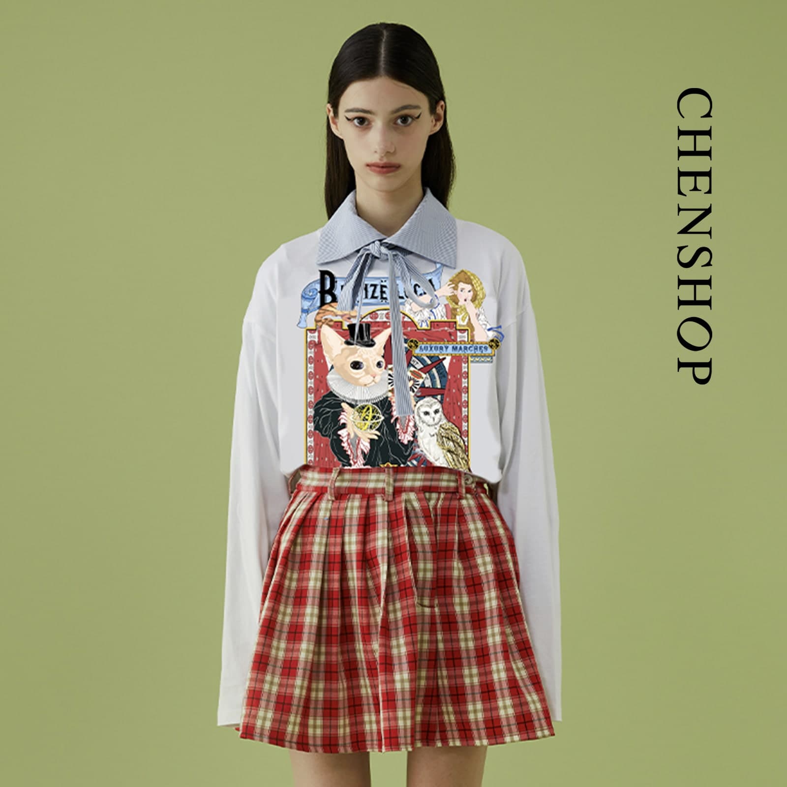 地雷系ファッション オリジナルグラフィックイラスト入りTシャツ