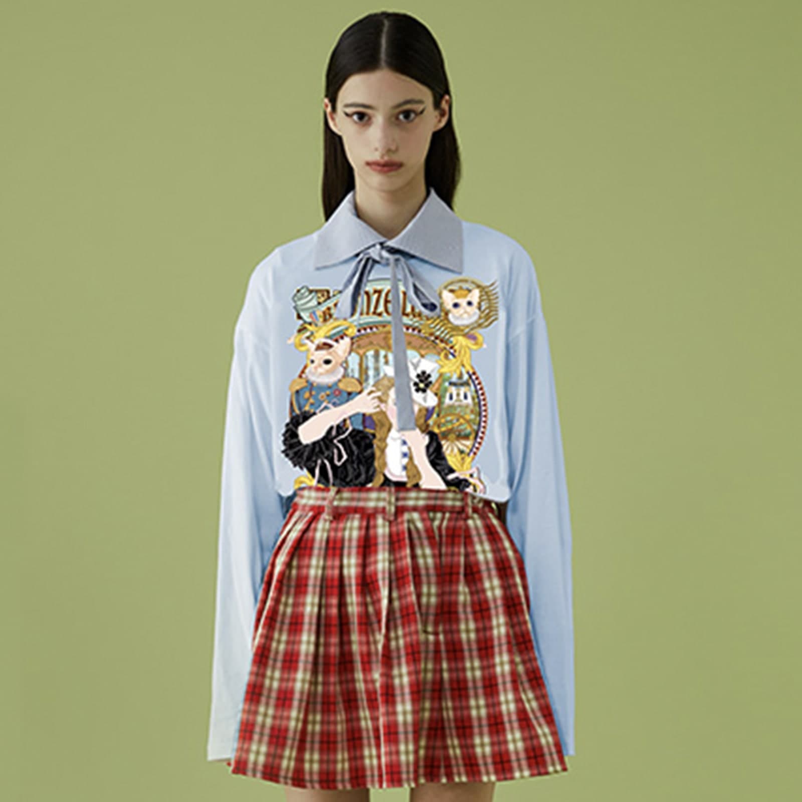 地雷系ファッション オリジナルグラフィックイラスト入りTシャツ