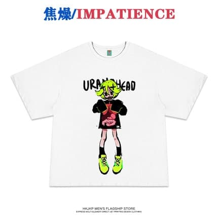 地雷系ファッション 二次元ガールのイラスト入りTシャツ