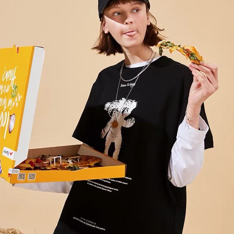 地雷系ファッション テディベア風ヒップホップTシャツ