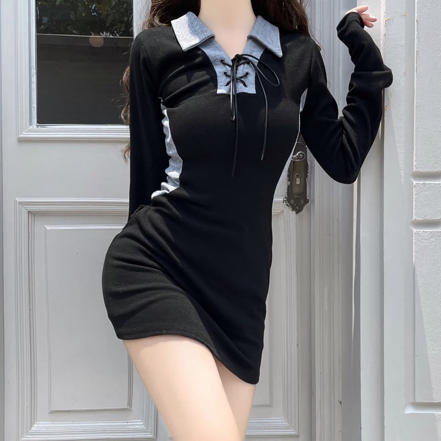 地雷系ファッション 黒色 セクシードレス