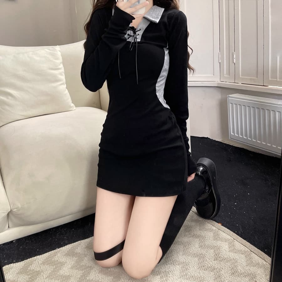 地雷系ファッション 黒色 セクシードレス