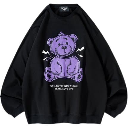 地雷系ファッション クマのイラスト ダーク系Tシャツ