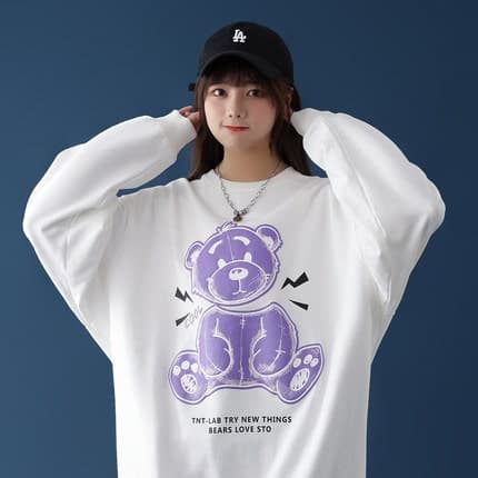 地雷系ファッション クマのイラスト ダーク系Tシャツ