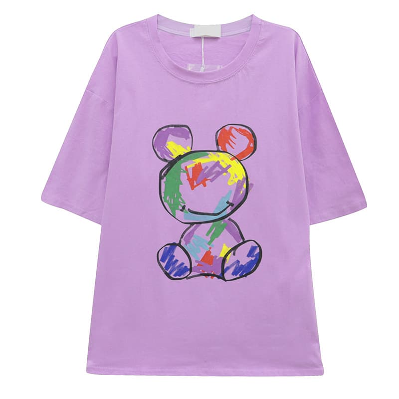 地雷系ファッション かわいいクマのイラスト 半袖Tシャツ