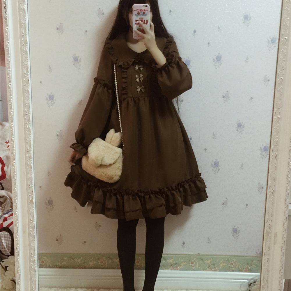 地雷系ファッション 洗練デザイン 秋のロリータ風ワンピース