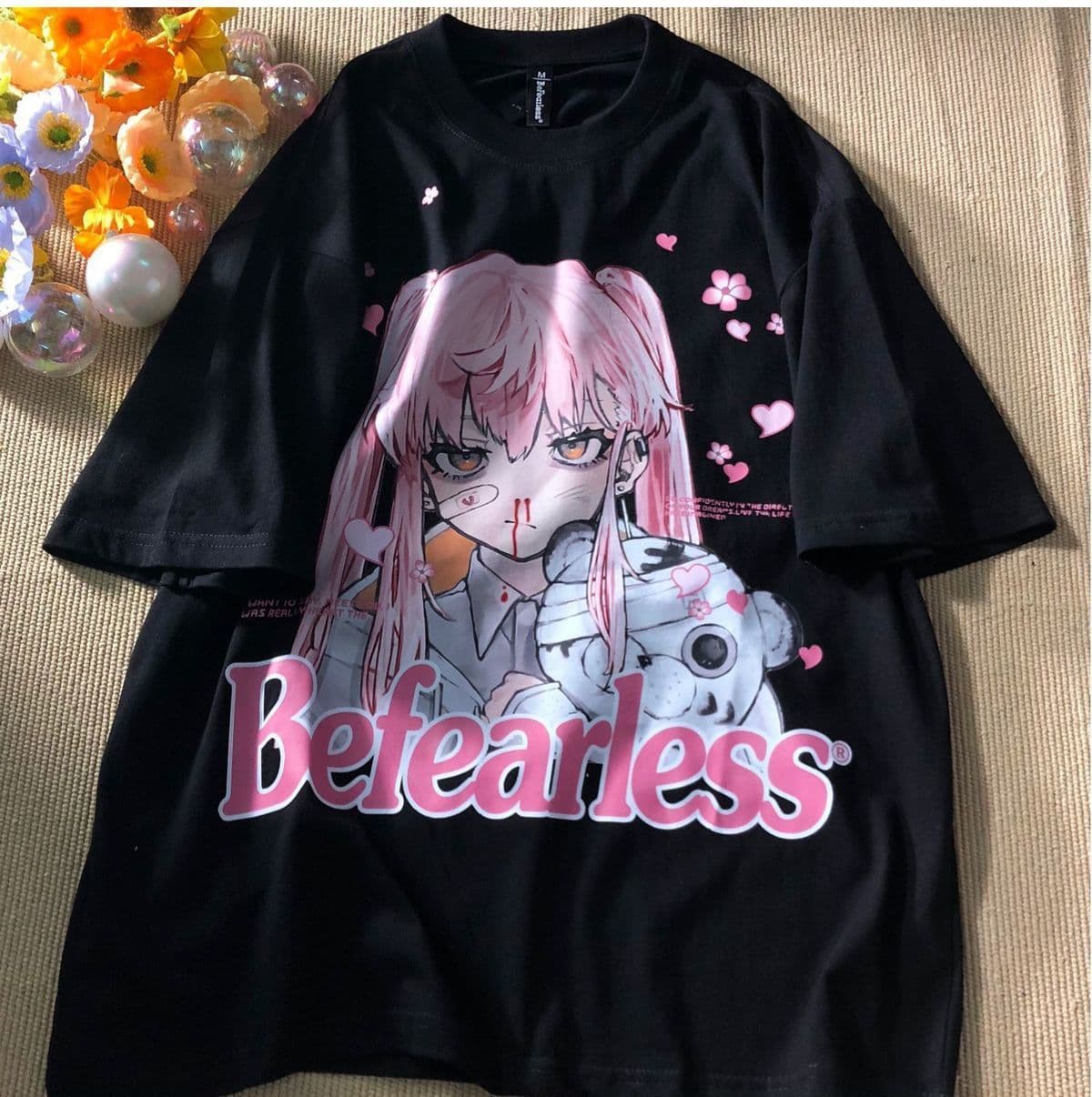 地雷系ファッション かわいいキャラクター 半袖Tシャツ