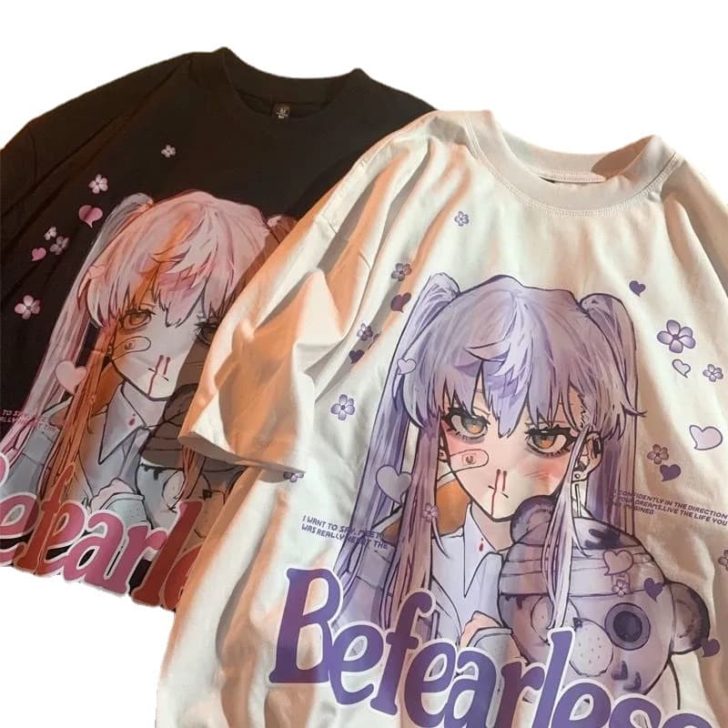 地雷系ファッション かわいいキャラクター 半袖Tシャツ