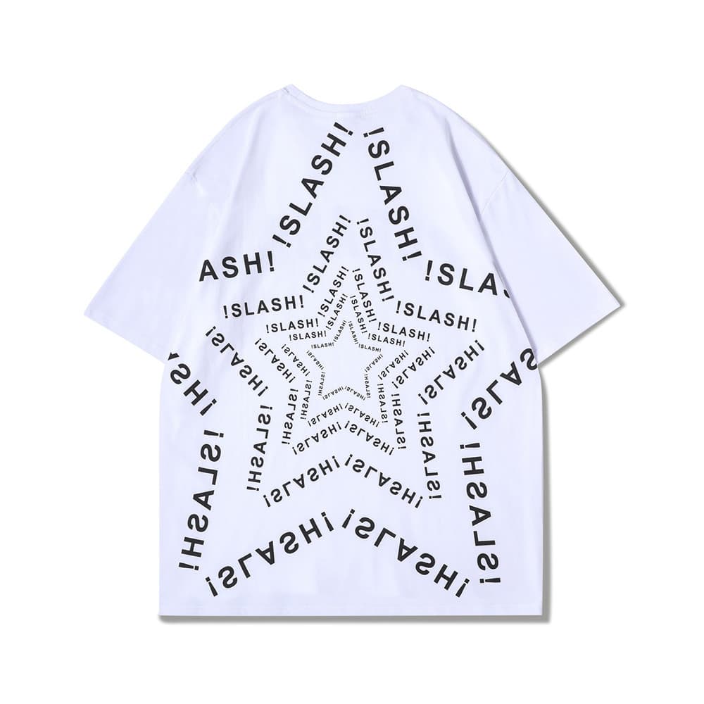 地雷系ファッション 星形プリント 半袖クルーネックTシャツ