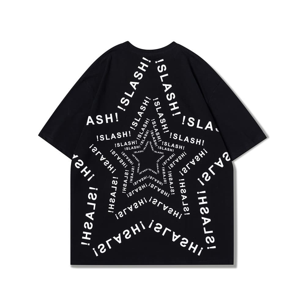 地雷系ファッション 星形プリント 半袖クルーネックTシャツ