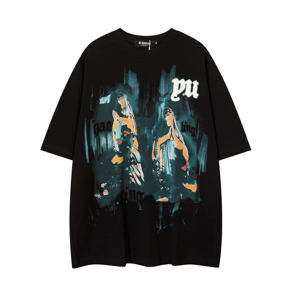 地雷系ファッション ストリート風クルーネック半袖Tシャツ