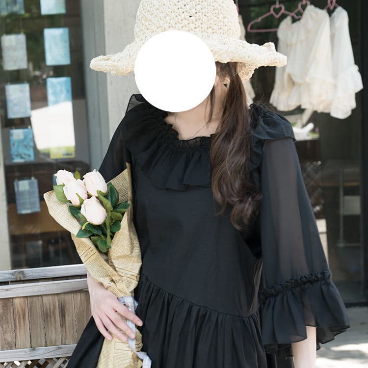 地雷系ファッション 春夏用のロリータシフォンブラウス