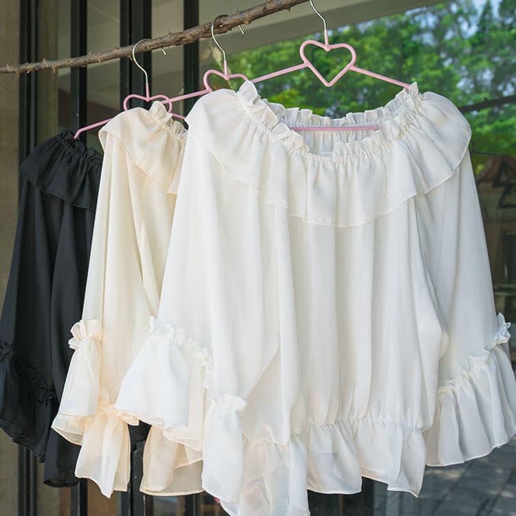 地雷系ファッション 春夏用のロリータシフォンブラウス