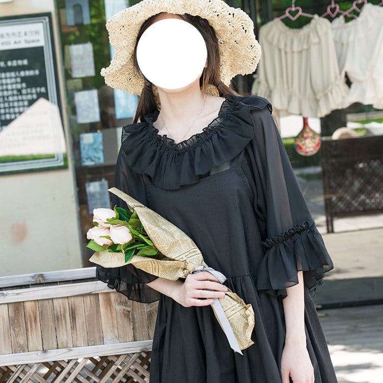 地雷系ファッション 春夏用のロリータシフォンブラウス