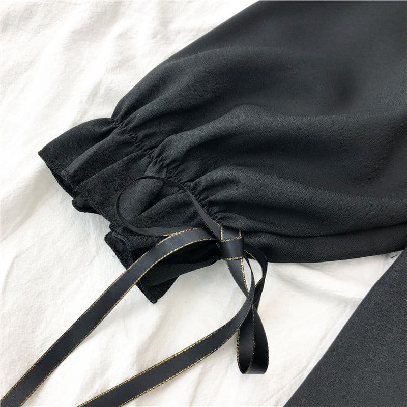 地雷系ファッション ロリータミドル丈フリルスカートワンピース