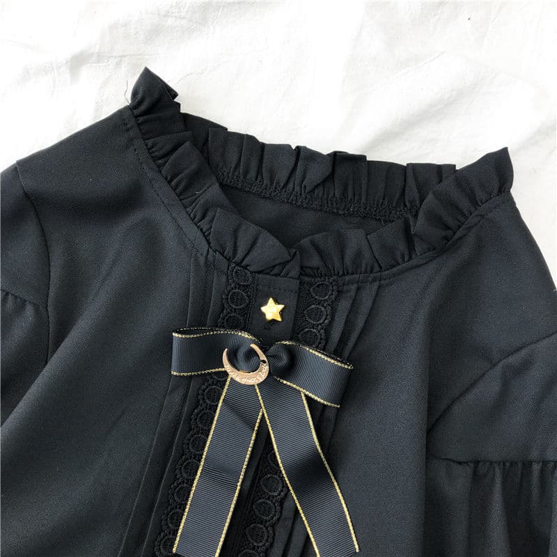 地雷系ファッション ロリータミドル丈フリルスカートワンピース