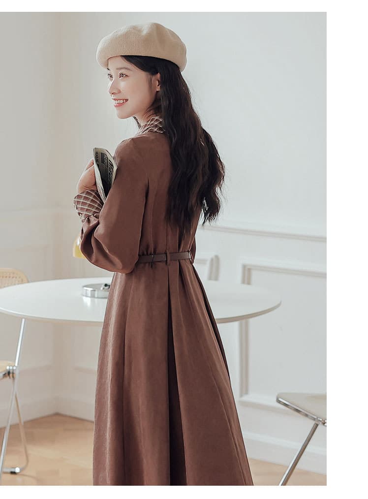 地雷系ファッション チェック柄 上品ワンピース