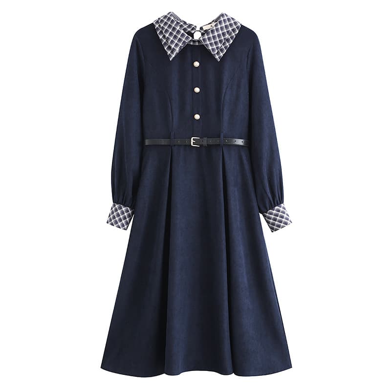 地雷系ファッション チェック柄 上品ワンピース